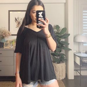 free people black tee